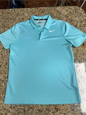 Nike Men’s Golf Polo Shirt - Aqua Blue with White Swoosh